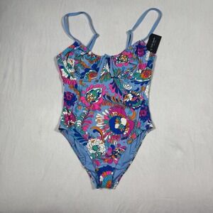 KATE SPADE Wm XL Cinch Tie Front Soft Underwire Cups Swimsuit Spring Water  $144